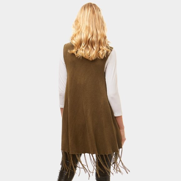 Accessories Faux Fur Trim Detail Tassel Fringe Long Vest Poshmark
